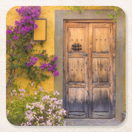 Holztüre Rechteckiger Pappuntersetzer (Vorderseite)