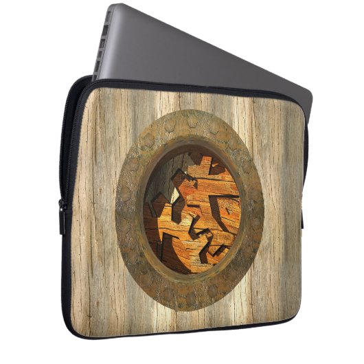 Holzuhr Laptopschutzhülle (Vorne Rechts)