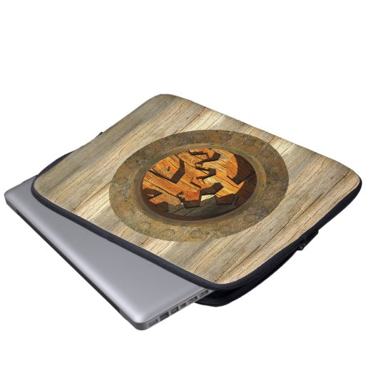 Holzuhr Laptopschutzhülle (Vorne Knopf)