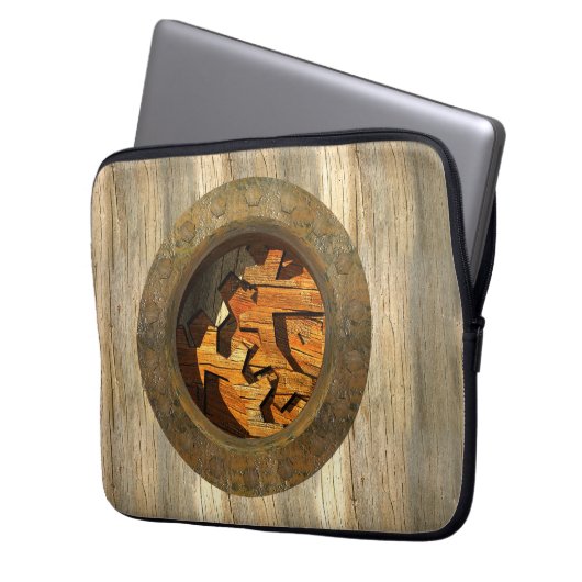 Holzuhr Laptopschutzhülle (Vorderseite Links)