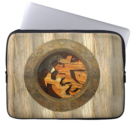 Holzuhr Laptopschutzhülle (Vorderseite)