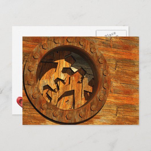 Holzuhr Postkarte (Vorne/Hinten)