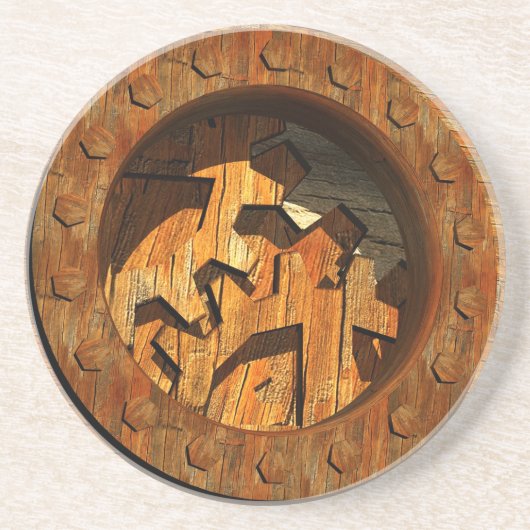 Holzuhr Sandstein Untersetzer (Vorne)