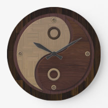 Holzuhr Yin Yang Wanduhr