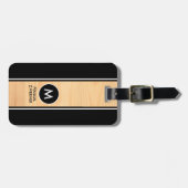 Holzvertikalstreifen-Monogramm schwarz Gepäckanhänger (Vorderseite horizontal)