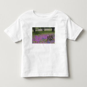 Holzwagen auf einem Feld mit Phlox, Blaue Hauben m Kleinkind T-shirt