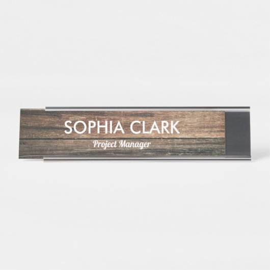 Holzwald Boho Land Holz Textur Custom Schreibtischnamensplakette (Vorderseite )