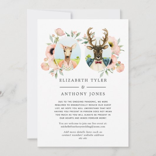 Holzwald Hirsche Hochzeitsliste Ankündigung (Vorderseite)