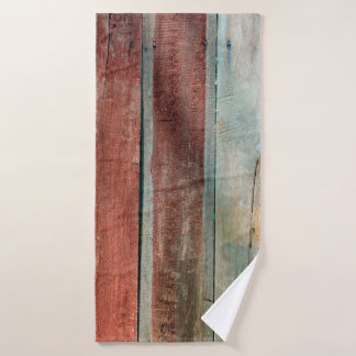 Holzwand in Vintage-Farbeabstrakt, gealtert, Hinte Badehandtuch