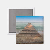 Holzwanderweg und Meer im Sommer Magnet (Vorderseite/Rückseite)