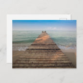 Holzwanderweg und Meer im Sommer Postkarte (Vorne/Hinten)