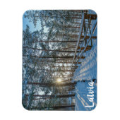Holzweg über schneebedeckten Winterwald Magnet (Vertikal)