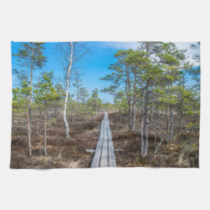Holzweg über Sumpf Geschirrtuch