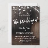 Holzweinfässer leuchten Lässig der Hochzeit von Einladung (Vorderseite)