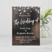 Holzweinfässer leuchten Lässig der Hochzeit von Einladung (Stehend Vorderseite)