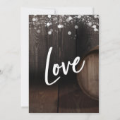 Holzweinfässer leuchten Lässig der Hochzeit von Einladung (Rückseite)