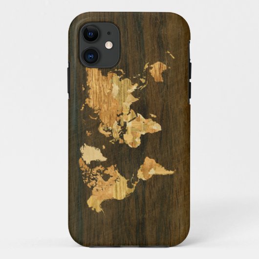Holzweltkarte Case-Mate iPhone Hülle (Rückseite)