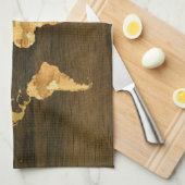 Holzweltkarte Küchentuch (Viertel Falte)