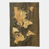 Holzweltkarte Küchentuch (Vertikal)