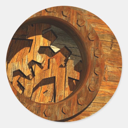 Holzwerk Runder Aufkleber (Vorderseite)
