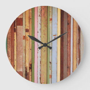 Holzwerkstoff: Vintage Tapete Textur Große Wanduhr