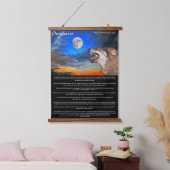 Holzwolf beim Blick auf den Mond Desiderata Wandteppich Mit Holzrahmen (Schlafzimmer)