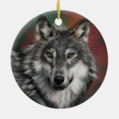 Holzwolf im Herbstwald ruht Keramik Ornament (Hinten)