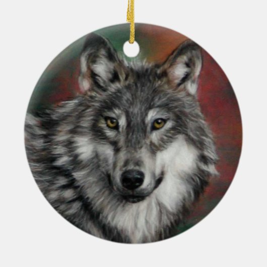 Holzwolf im Herbstwald ruht Keramik Ornament (Hinten)