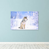 Holzwolf im Schnee, Canis lupus, Leinwanddruck (Insitu (Holzboden))
