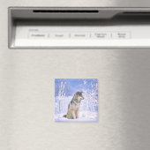 Holzwolf im Schnee, Canis lupus, Magnet (In Situ (Geschirrspüler))