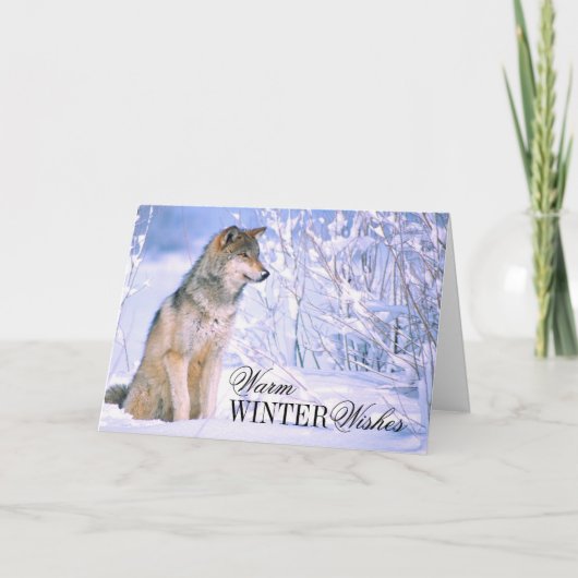 Holzwolf im Schnee Feiertagskarte (Vorderseite)