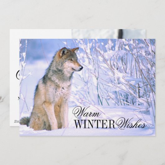 Holzwolf im Schnee Feiertagskarte (Vorne/Hinten)