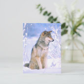 Holzwolf im Schnee Feiertagspostkarte (Stehend Vorderseite)