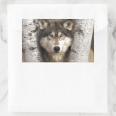Holzwolf von Jim Zuckerman Rechteckiger Aufkleber (Tasche)