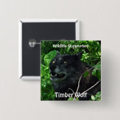 Holzwolf Wildlife Foto Button (Vorne & Hinten)