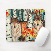 Holzwölfe in Herbstfarbe Mousepad (Mit Mouse)
