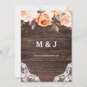 Holzwolle Blush & Peach Floral w/Lights Einladung (Rückseite)