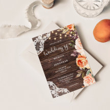 Holzwolle Blush & Peach Floral w/Lights Einladung