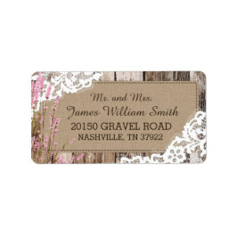 Holzwolle und Spitzen-Rustikale Hochzeitsmarke Adressaufkleber