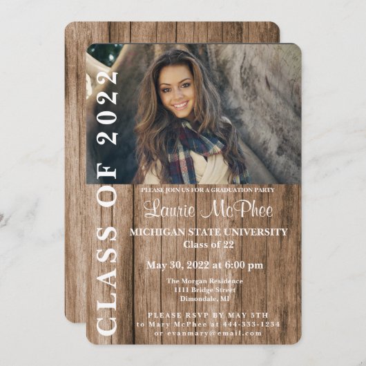 Holzzaun für Foto Einladung (Vorne/Hinten)