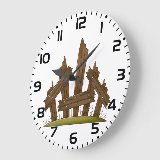 Holzzaun gebrochen Rustikaler Bauernhof Große Wanduhr (Winkel)