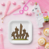 Holzzaun gebrochen Rustikaler Bauernhof Pappteller (Party)