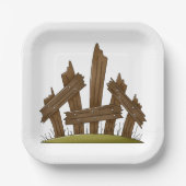 Holzzaun gebrochen Rustikaler Bauernhof Pappteller (Vorderseite)