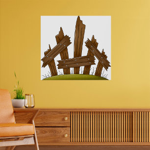 Holzzaun gebrochen Rustikaler Bauernhof Poster