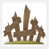 Holzzaun gebrochen Rustikaler Bauernhof Quadratischer Aufkleber (Vorderseite)