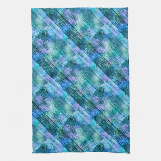 Holzzaun Graffiti Lila Blau Grün Türkis Geschirrtuch (Vertikal)