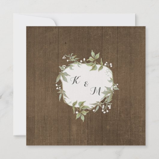 Holzzaun Laurel Leaf Wreath w Babys Atemkunst Einladung (Rückseite)