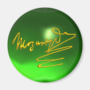 HOMAGE TO MOZART 3D Gold Signature Composer Green Magnet
