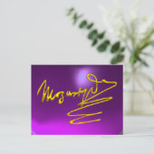 HOMAGE TO MOZART 3D Gold Signature Komponist Lila Postkarte (Stehend Vorderseite)