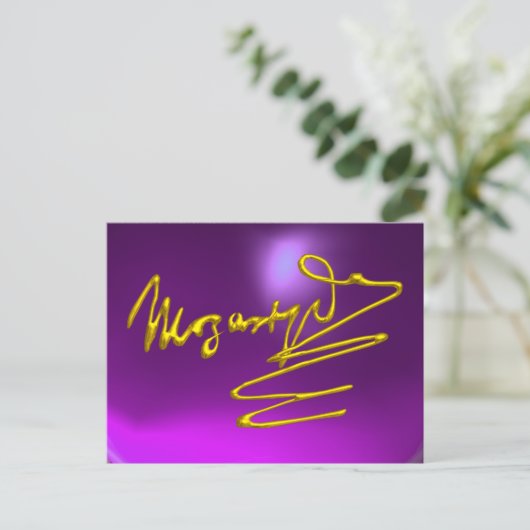 HOMAGE TO MOZART 3D Gold Signature Komponist Lila Postkarte (Stehend Vorderseite)